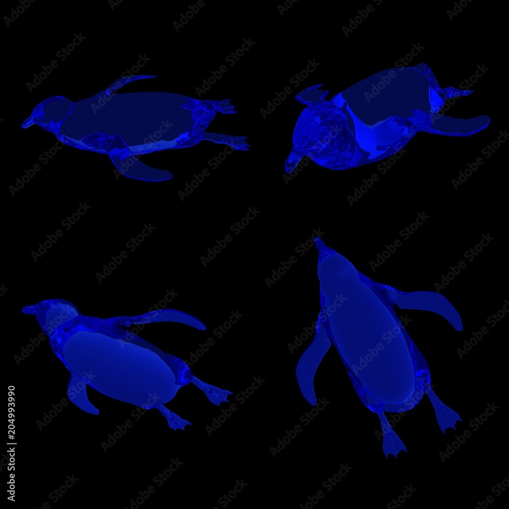 ペンギン ガラス 青 泳ぐ 黒背景 Stock イラスト Adobe Stock