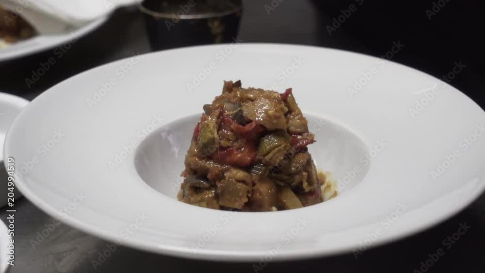 Close up, fancy beef dish