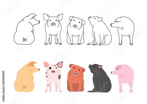 cute pigs border set