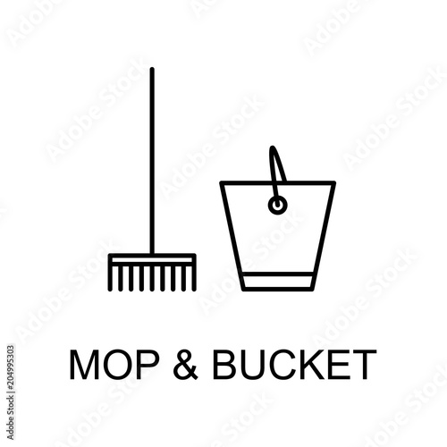 mop and bucket icon. Element of web icon for mobile concept and web apps. Detailed mop and bucket icon can be used for web and mobile. Premium icon