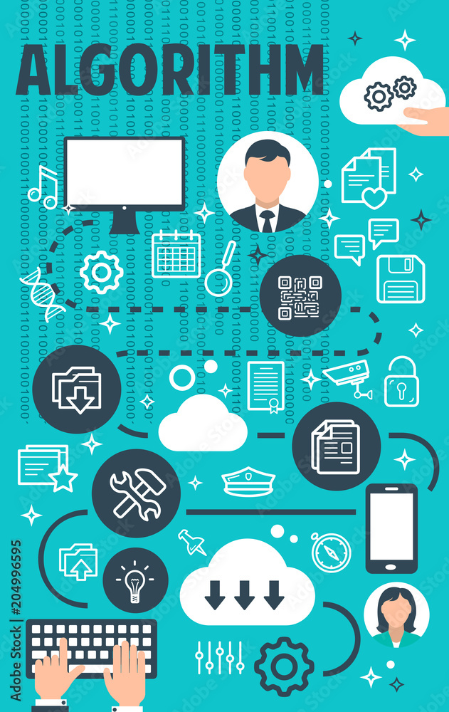 Business process algorithm flowchart banner Stock Vector | Adobe Stock image.