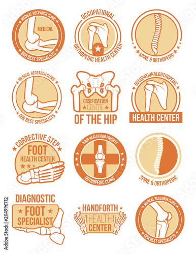 Orthopedic and rheumatology medical clinic icon