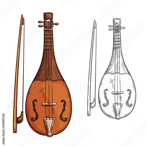 Rebec musical instrument sketch of Arab music photo