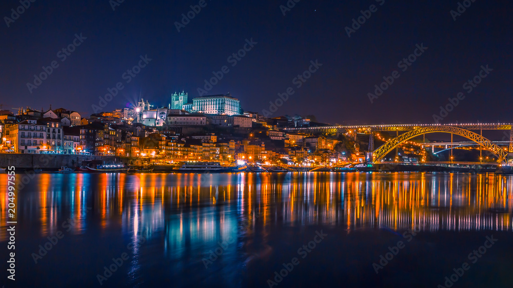 Ponte Louis, Porto bei Nacht, Langzeitbelichtung