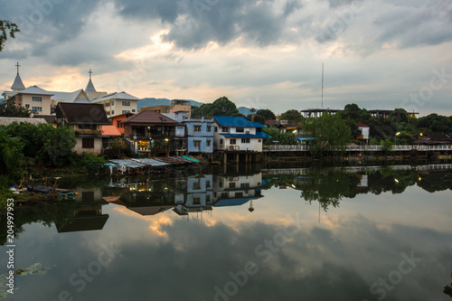 Morning Sky (Niramon Bridge), waterfront community. Chanthaburi Province, Thailand
