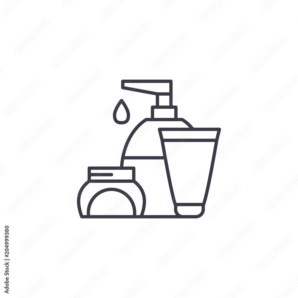 Cosmetics linear icon concept. Cosmetics line vector sign, symbol, illustration. Cosmetics linear icon concept. Cosmetics line vector sign, symbol, illustration.