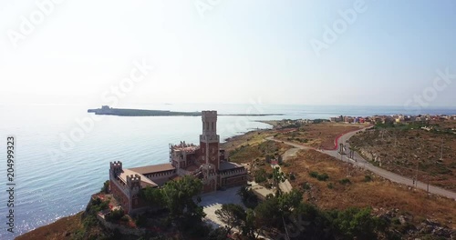 Scenic Castle Tafuri in Italy, aerial photo