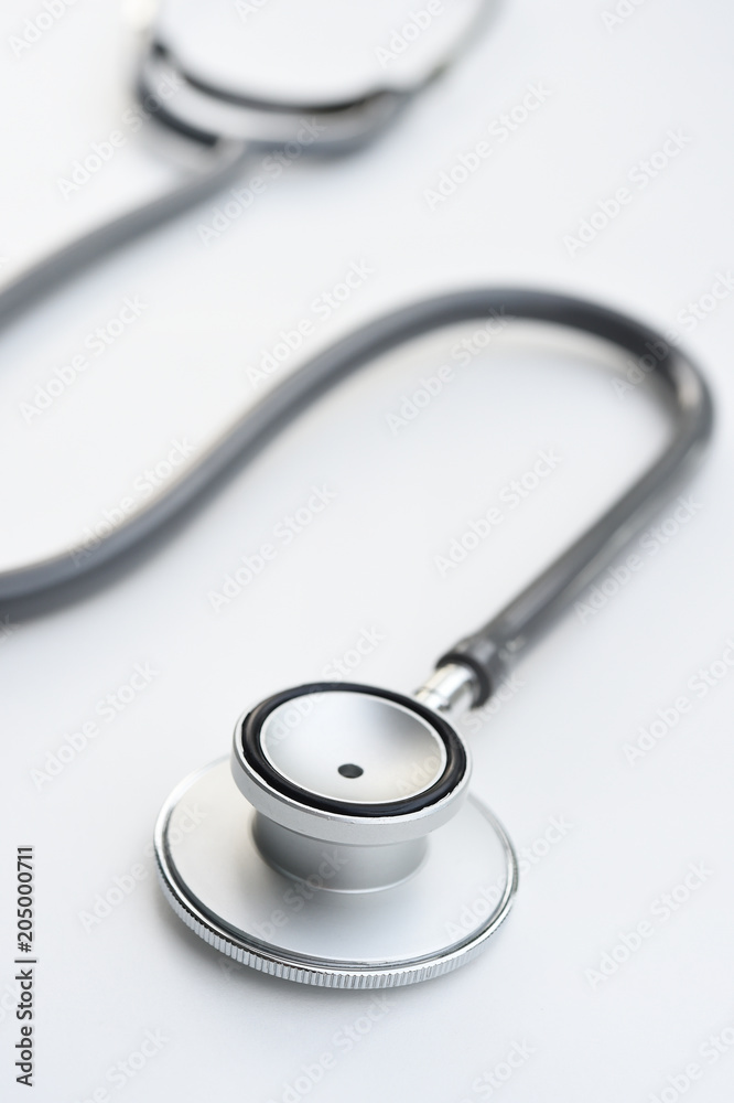 close up of stethoscope isolated on white background close up of stethoscope isolated on white background