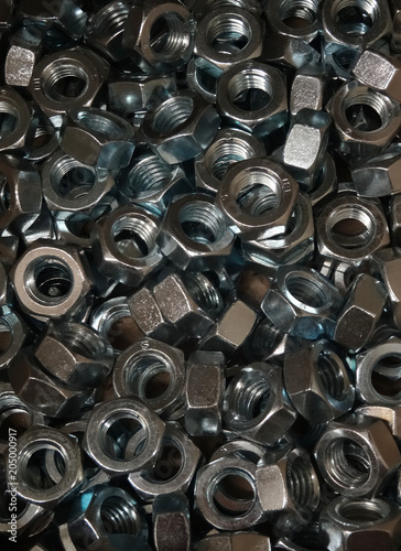 Standard hex nuts for threaded connection placer stock photo
