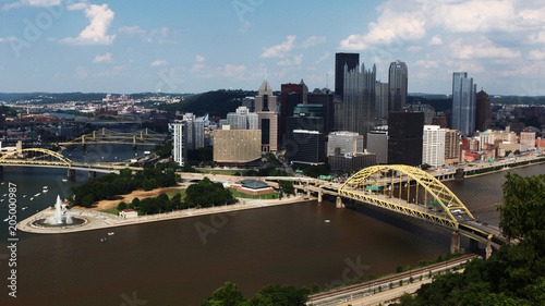 Aerial of the Pittsburgh, Pennsylvania city center