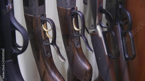 Shotguns in gun store, close up
