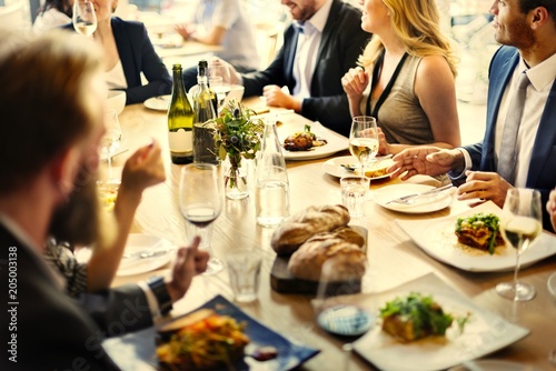 Εκτύπωση καμβά Group of diverse friends having a dinner