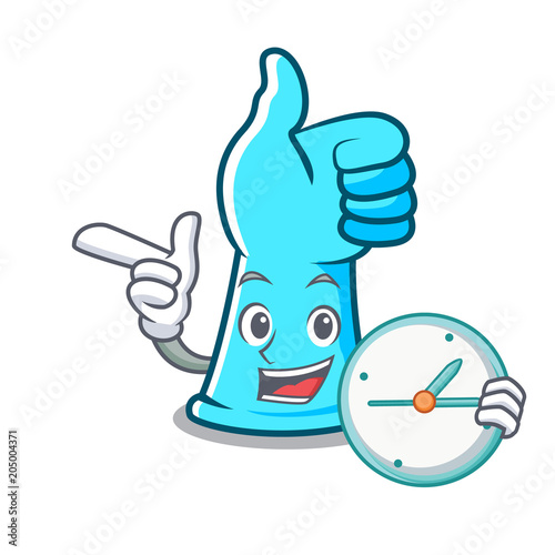 With clock rubber gloves character cartoon