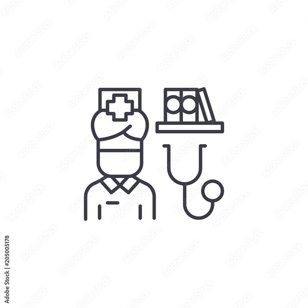 Doctor linear icon concept. Doctor line vector sign, symbol, illustration. Doctor linear icon concept. Doctor line vector sign, symbol, illustration.
