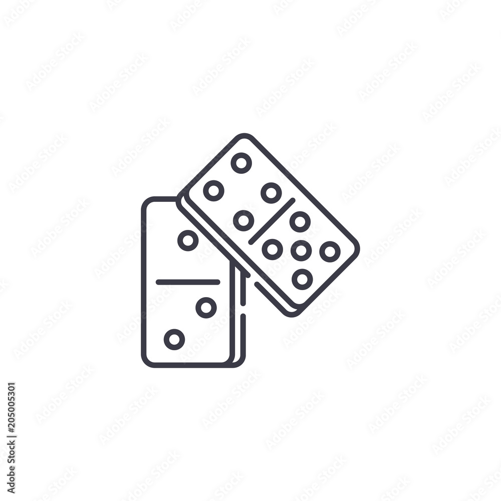 Domino linear icon concept. Domino line vector sign, symbol, illustration. Domino linear icon concept. Domino line vector sign, symbol, illustration.
