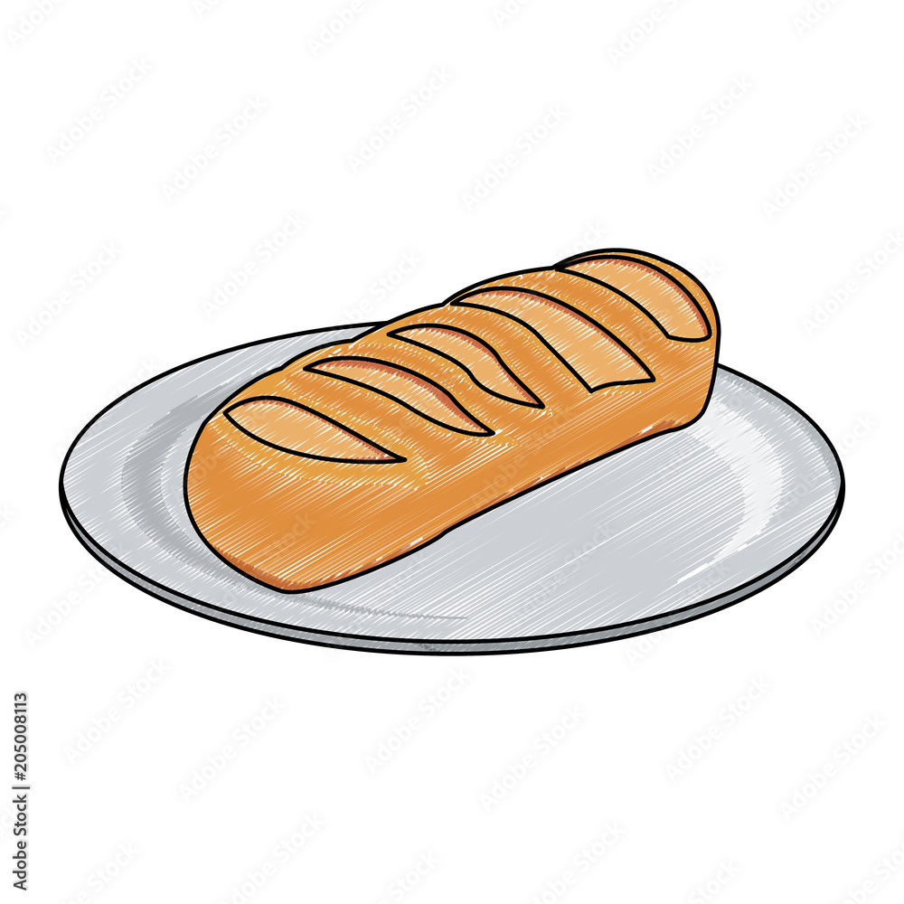 Fresh bread on dish vector illustration graphic design Fresh bread on dish vector illustration graphic design