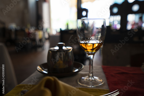 Glas of rum, in a bar in Cuba