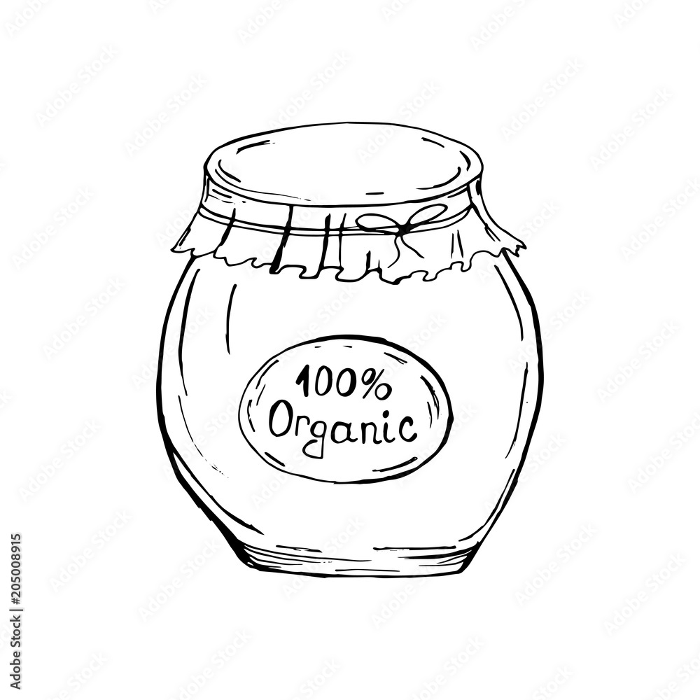 Decorative jars with jam. Pickles. Blanks for the winter. Hand drawing. For your design. Bright. Decorative jars with jam. Pickles. Blanks for the winter. Hand drawing. For your design. Bright.