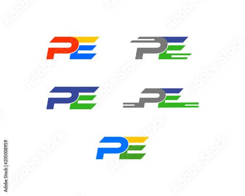pe letter logo collection