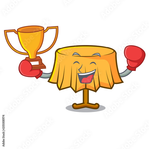 Boxing winner table cloth mascot cartoon