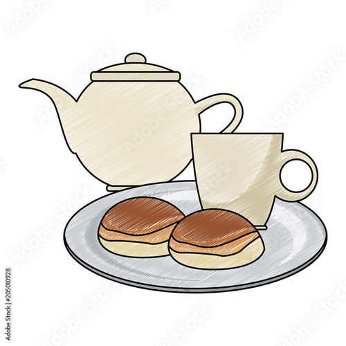 Bread and coffee breakfast vector illustration graphic design