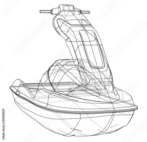 Jet ski sketch. Vector