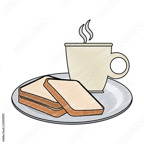 Bread and coffee breakfast vector illustration graphic design