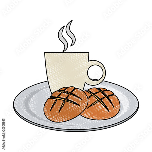 Bread and coffee breakfast vector illustration graphic design