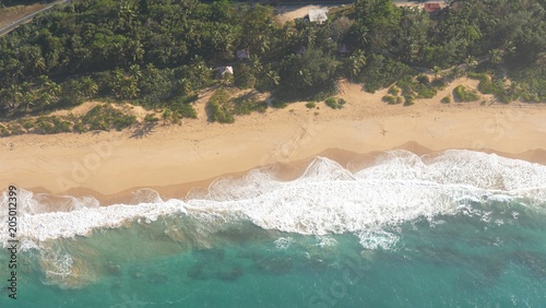 Aerial view of beautiful white sand Flamingo Beach in Isla de Culebra, Puerto Rico