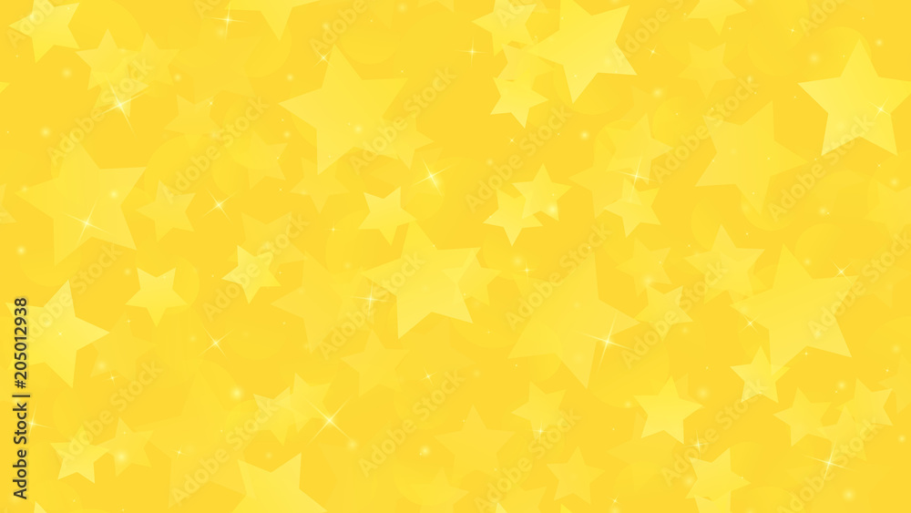 Abstract geometric background. Gold stars on a yellow gradient background. Vector illustration - obrazy, fototapety, plakaty 