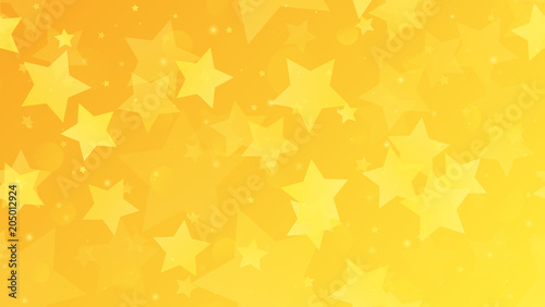 Abstract geometric background. Gold stars on a yellow gradient background. Vector illustration