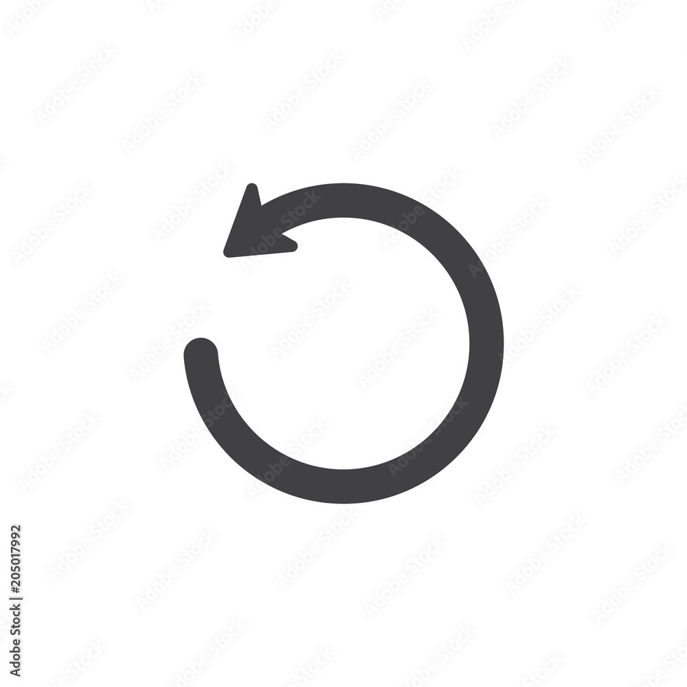 Undo vector icon. filled flat sign for mobile concept and web design. Rotation Arrow simple solid icon. Symbol, logo illustration. Pixel perfect vector graphics Undo vector icon. filled flat sign for mobile concept and web design. Rotation Arrow simple solid icon. Symbol, logo illustration. Pixel perfect vector graphics