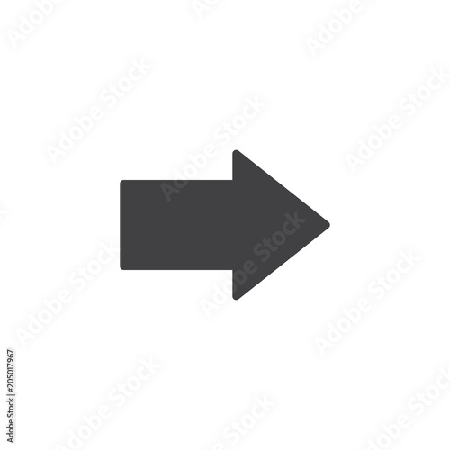 Arrow right vector icon. filled flat sign for mobile concept and web design. Next simple solid icon. Symbol, logo illustration. Pixel perfect vector graphics