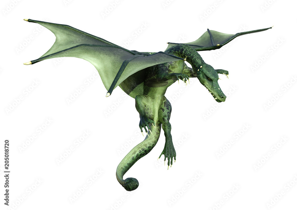 Fototapeta premium 3D Rendering Fairy Tale Dragon on White