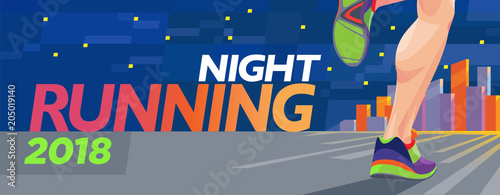 Running feet sneakers night city