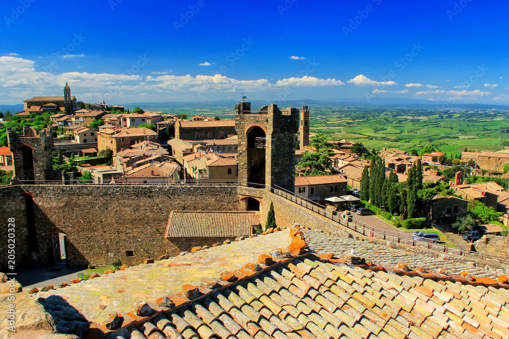 Fortress and town of Montalcino in Val d'Orcia, Tuscany, Italy