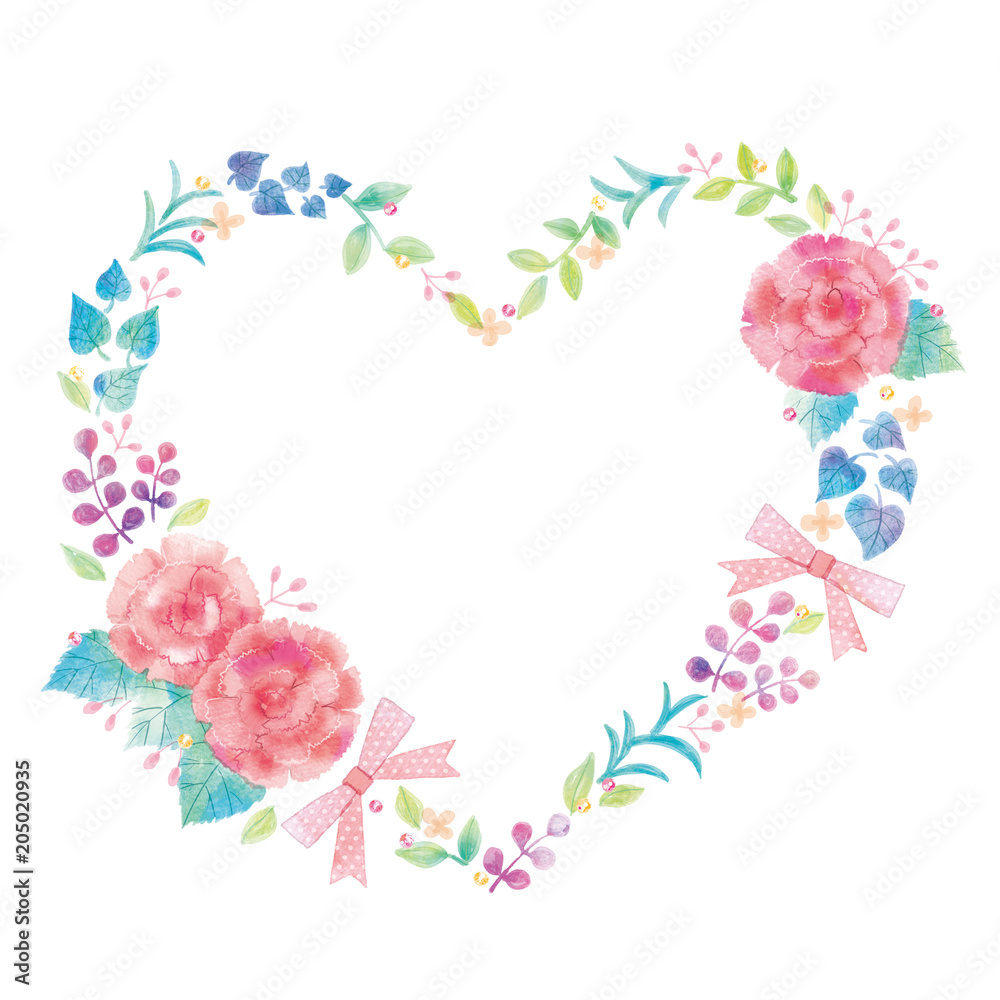 花のハートのイラスト 花のハートのイラスト