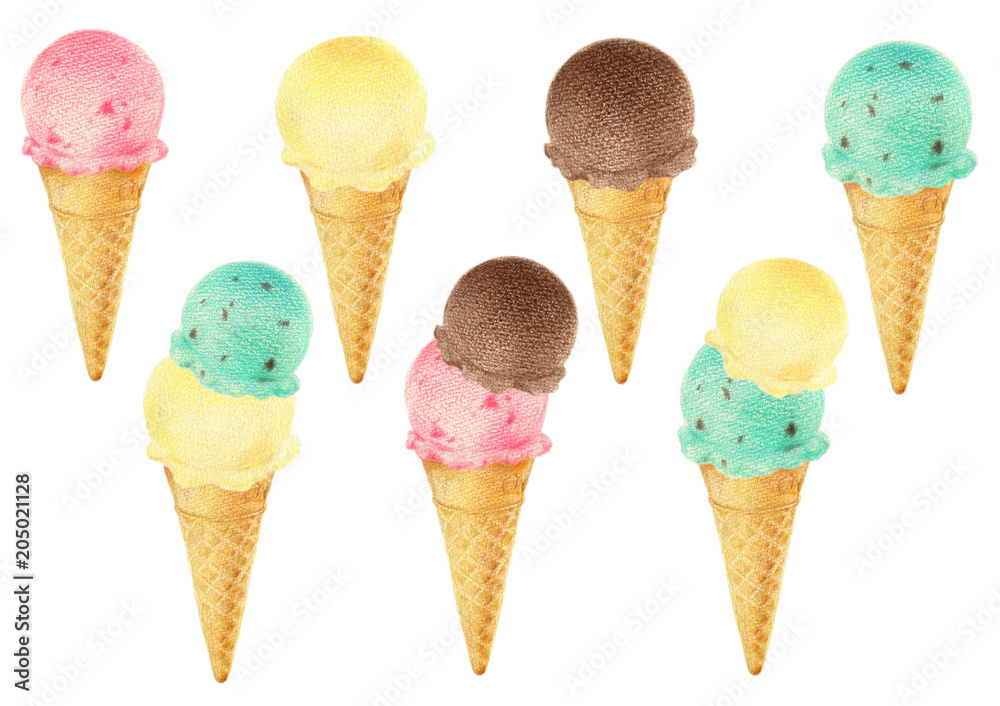 アイスクリーム セット 手描き Stock イラスト Adobe Stock