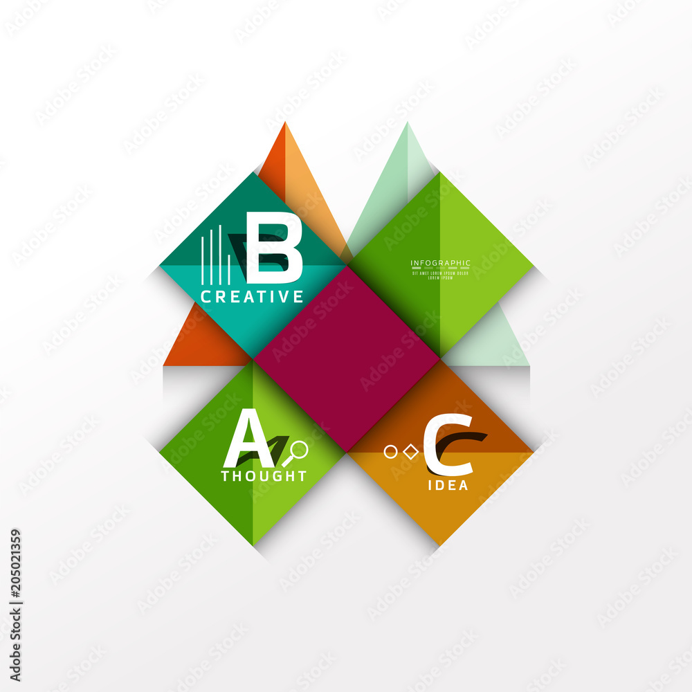 Geometric infographic banner, paper info diagram created with color shapes Geometric infographic banner, paper info diagram created with color shapes