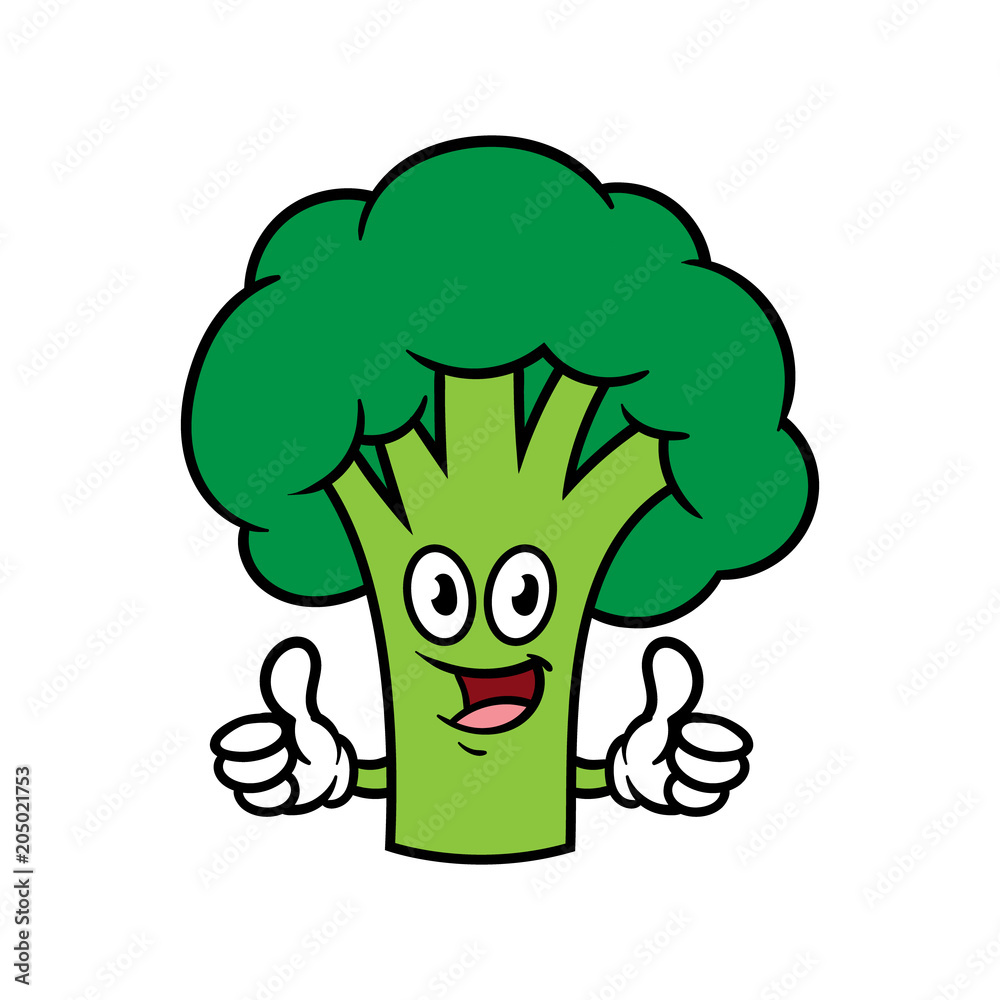 Cartoon Broccoli Character Giving Thumbs Up Stock Vector | Adobe Stock