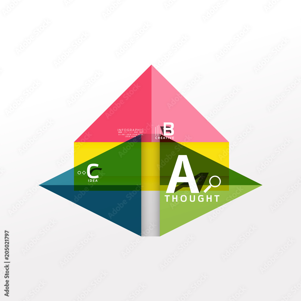 Geometric infographic banner, paper info diagram created with color shapes Geometric infographic banner, paper info diagram created with color shapes