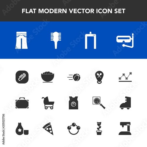 Modern  simple vector icon set with machine  empty  football  stroller  woman  graph  mask  style  snorkel  child  chart  business  clip  object  restaurant  dish  white  leather  summer  sport icons