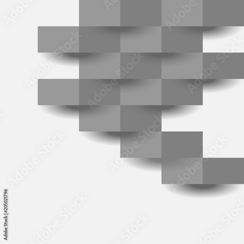 Gray rectangles with shadow on white. Abstract black rectangles with shadow.