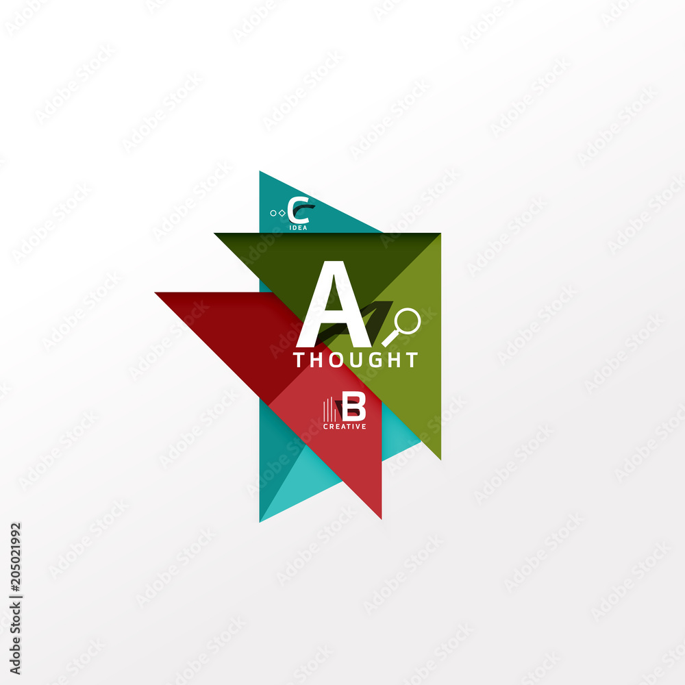 Geometric infographic banner, paper info diagram created with color shapes