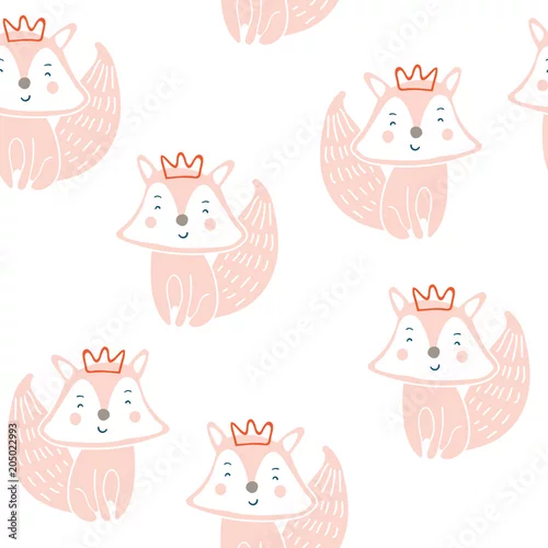 Tapety Śliczny mały lis bezszwowy wzór