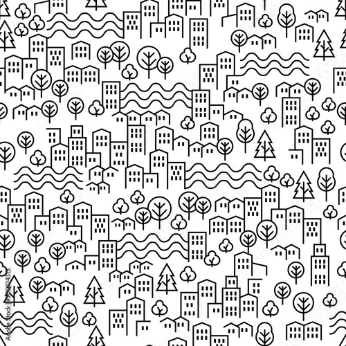 Seamless modern city pattern vector