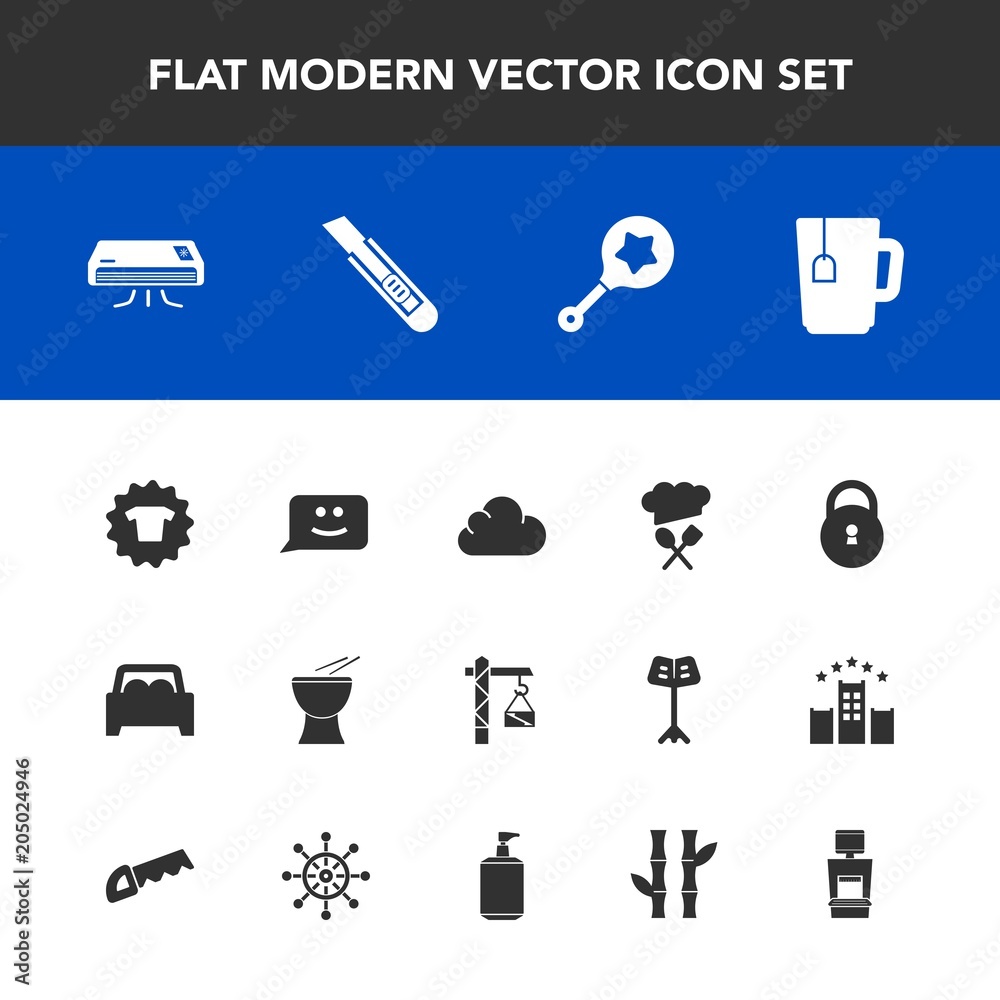 Modern, simple vector icon set with hammer, lock, chat, conditioning, construction, child, percussion, fashion, restaurant, chief, asian, liquid, clean, conditioner, tea, asia, infant, plant icons Modern, simple vector icon set with hammer, lock, chat, conditioning, construction, child, percussion, fashion, restaurant, chief, asian, liquid, clean, conditioner, tea, asia, infant, plant icons