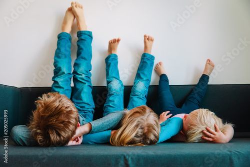 kids relax at home - home comfort and laziness photo