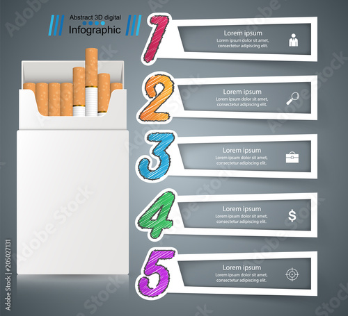 Business illustration of a cigarette and harm.