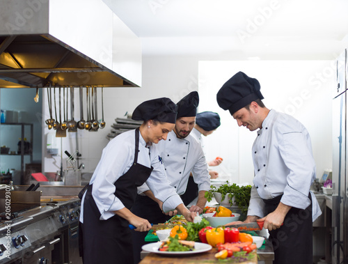 team cooks and chefs preparing meals